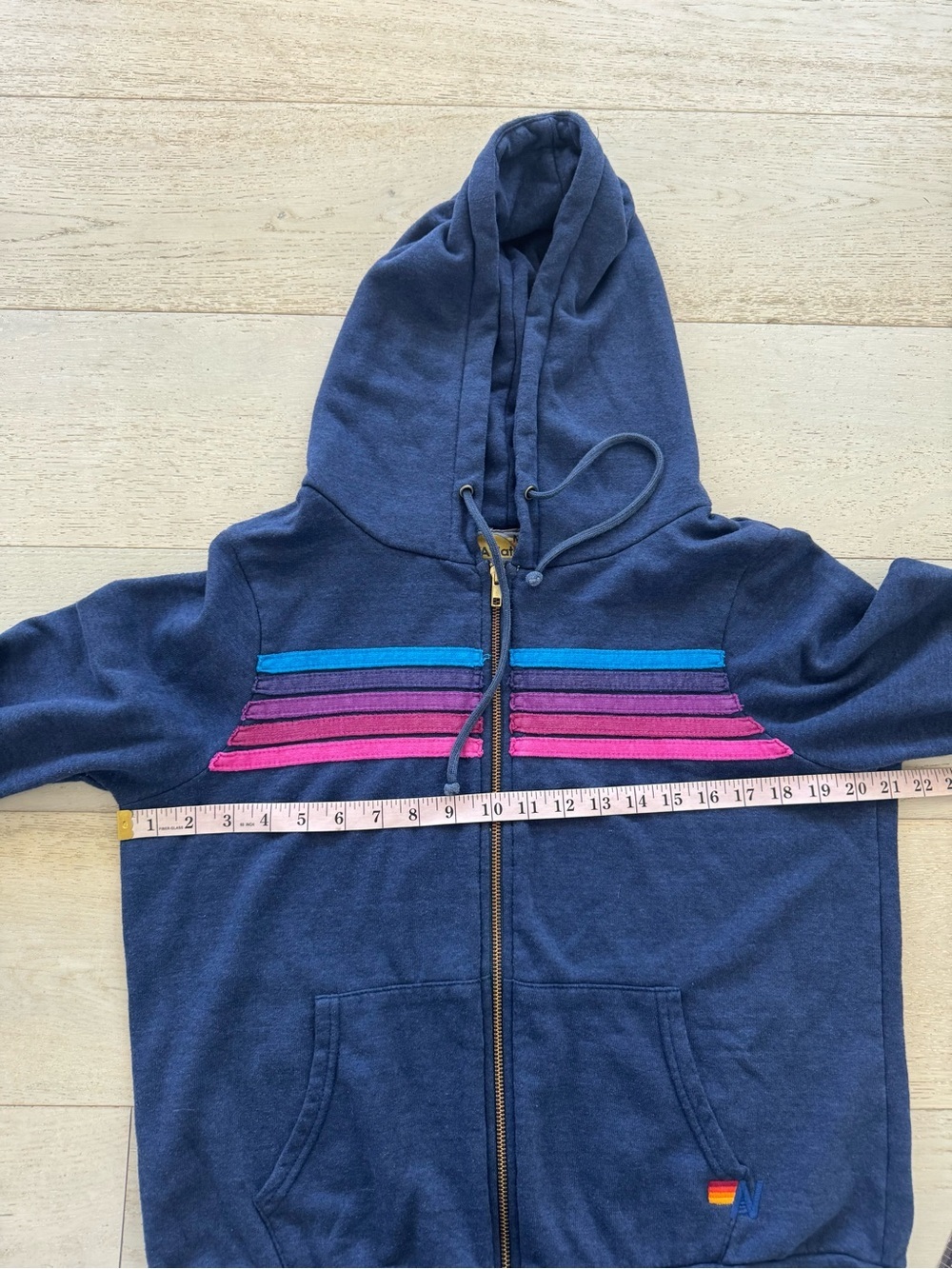 Aviator Nation 5 STRIPE HOODIE NAVY size M - Picture 7 of 8